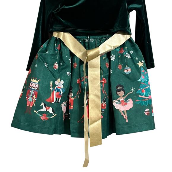 Bonnie Baby Nutcracker Print Christmas Holiday Party Dress Sweater 2 Pieces - Picture 7 of 8